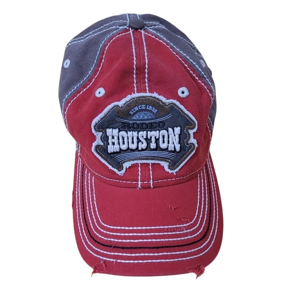 Rodeo Houston Since 1932 BVB3 Distressed Gray‎ Red Baseball Cap